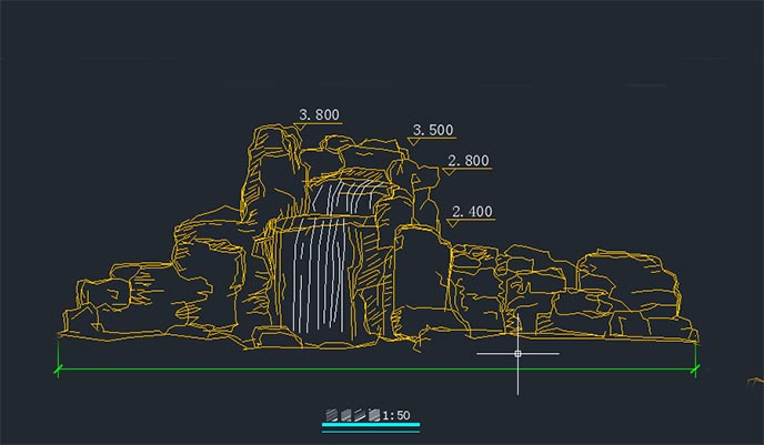 塑石假山cad施工圖、效果圖免費(fèi)下載－北京淡水河谷