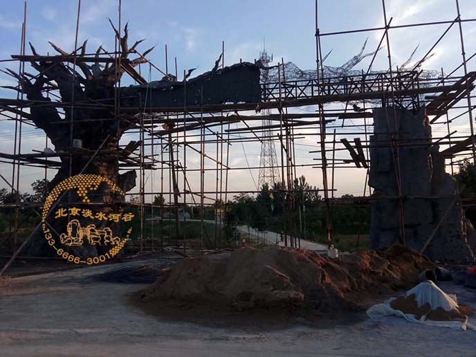 仿真樹大門制作續(xù)集－山東德州慶云仿真樹大門制作細節(jié)