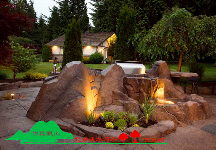 河南水泥塑石假山流水景觀制作圖片 圖片大全