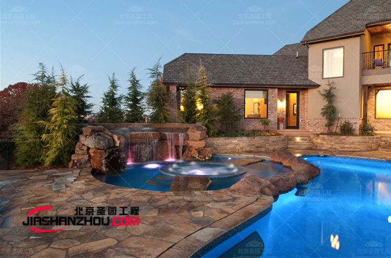 云南印象城別墅區(qū)塑石假山溫泉池設計美圖