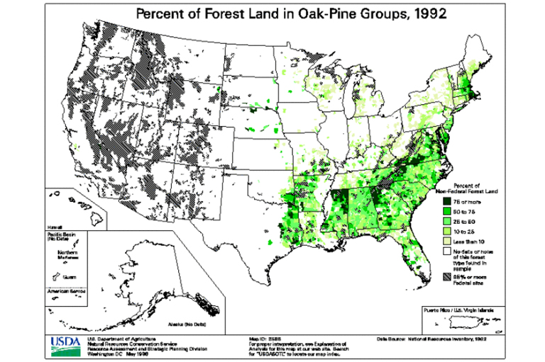 橡樹(shù)類(lèi)型地圖