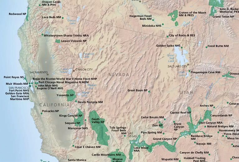 內(nèi)華達州國家公園的NPS地圖