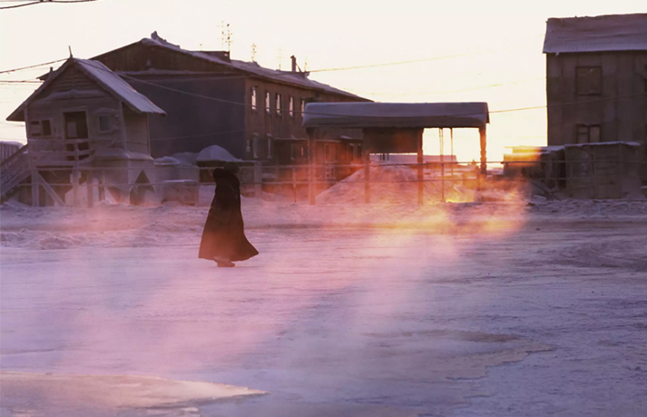 在寒冷的一天在西伯利亞購物