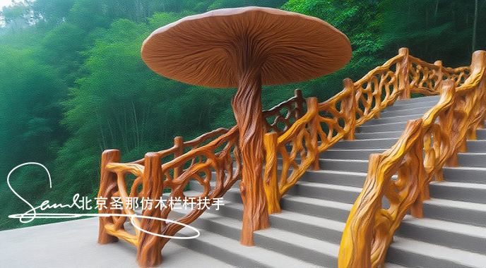 jimeng-2025-06-25-1421-正在施工制作的旅游區(qū)樓梯室外安全圍欄設(shè)計(jì)制作過(guò)程，美工正在施工制作，先用鋼筋焊接....jpeg