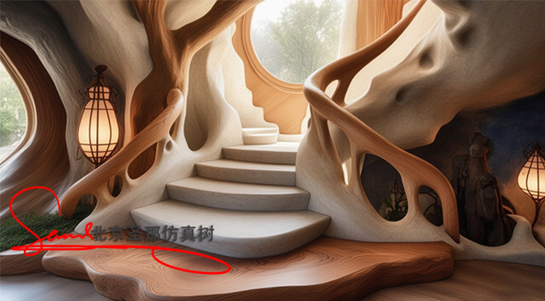 水泥仿木樓梯